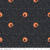 11" End of Bolt - Spooky Schoolhouse Starry Night SC13207 Charcoal SPARKLE - Riley Blake - Halloween Stars Silver - Quilting Cotton Fabric