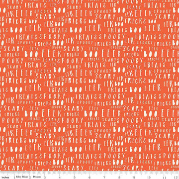 SALE Hey Bootiful Words C13134 Persimmon - Riley Blake Designs - Halloween Text - Quilting Cotton Fabric