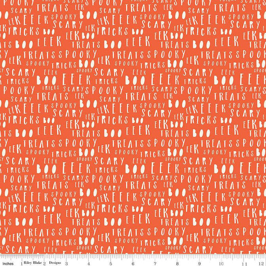DEAL Hey Bootiful Words C13134 Persimmon - Riley Blake Designs - Halloween Text - Quilting Cotton Fabric