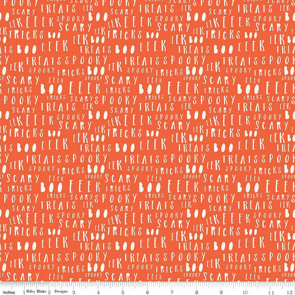 Hey Bootiful Words C13134 Persimmon - Riley Blake Designs - Halloween Text - Quilting Cotton Fabric