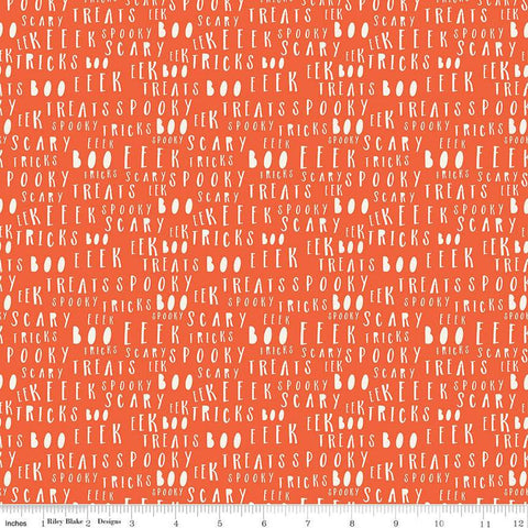 Hey Bootiful Words C13134 Persimmon - Riley Blake Designs - Halloween Text - Quilting Cotton Fabric