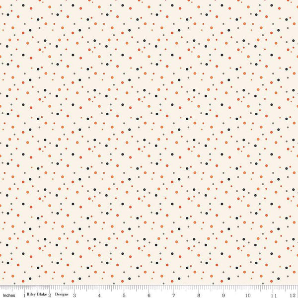 10" End of Bolt Piece - Hey Bootiful Dots C13135 Off White - Riley Blake Designs - Halloween Polka Dot Dotted - Quilting Cotton Fabric