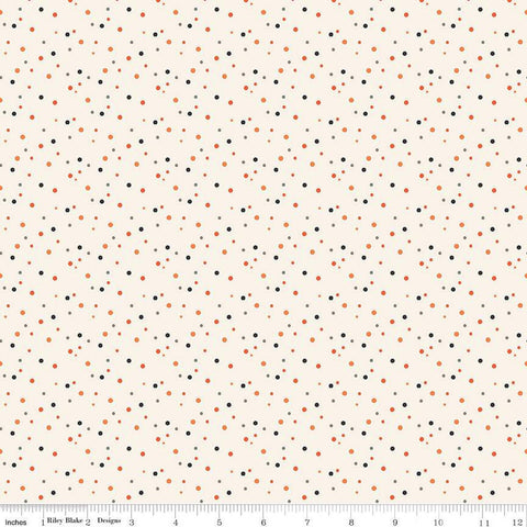 10" End of Bolt Piece - Hey Bootiful Dots C13135 Off White - Riley Blake Designs - Halloween Polka Dot Dotted - Quilting Cotton Fabric