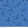 SALE Lost at Sea Whales C13402 Azure - Riley Blake Designs - Sea Life Fish  - Quilting Cotton Fabric