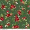 SALE Yuletide Forest Main C13540 Green - Riley Blake Designs - Christmas Pine Needles Cones Poinsettias Holly - Quilting Cotton Fabric