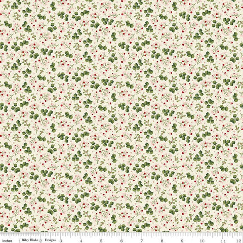 Yuletide Forest Berry Sprigs C13543 Cream - Riley Blake Designs - Christmas Leaves Berries - Quilting Cotton Fabric