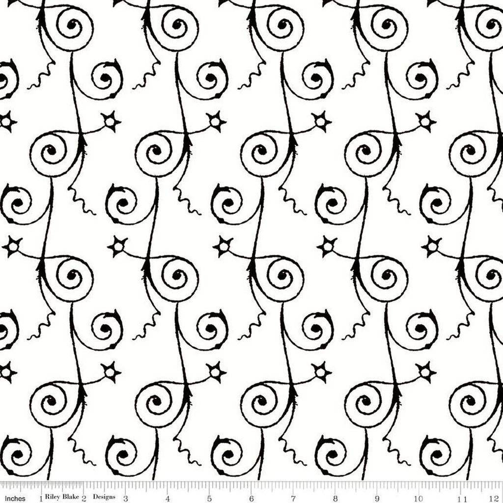 Queen of We'en Starry Night C13169 White - Riley Blake Designs - Halloween Stars Swirls - J. Wecker Frisch - Quilting Cotton Fabric