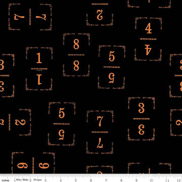 SALE Queen of We'en Solitaire C13170 Black - Riley Blake Designs - Halloween Numbers - J. Wecker Frisch - Quilting Cotton Fabric