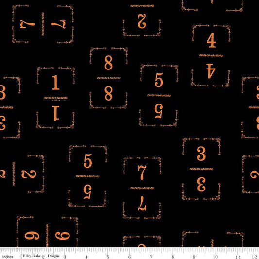 DEAL Queen of We'en Solitaire C13170 Black - Riley Blake Designs - Halloween Numbers - J. Wecker Frisch - Quilting Cotton Fabric