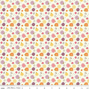 SALE Adel in Summer Zinnias C13392 Cream - Riley Blake Designs - Floral Flowers - Quilting Cotton Fabric