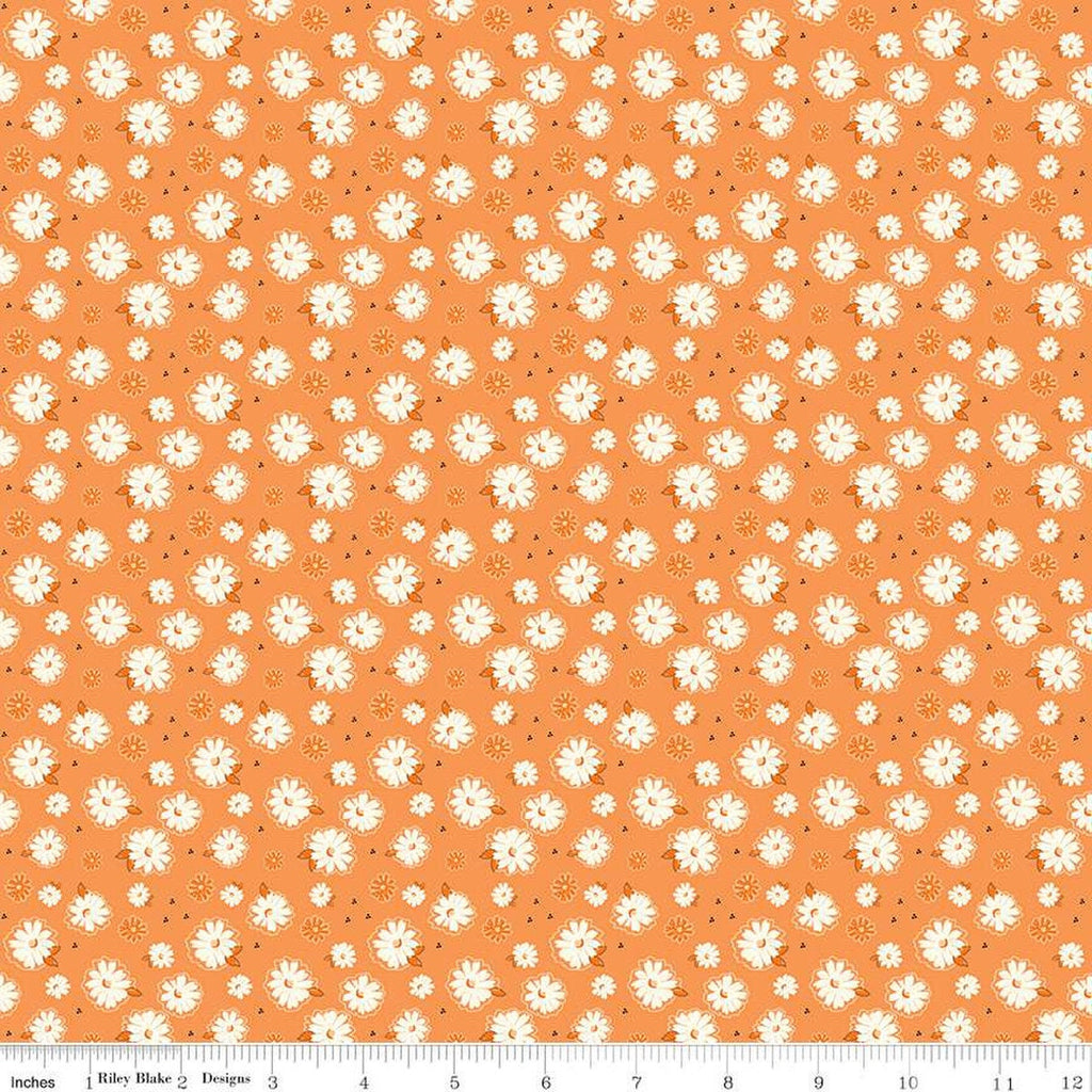 CLEARANCE Adel in Summer Zinnias C13392 Creamsicle - Riley Blake Designs - Floral Flowers - Quilting Cotton Fabric