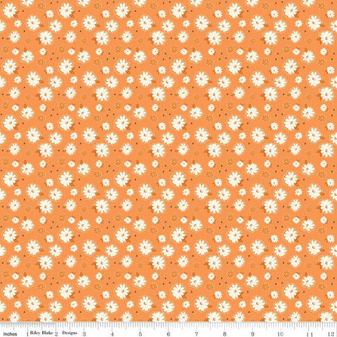 CLEARANCE Adel in Summer Zinnias C13392 Creamsicle - Riley Blake Designs - Floral Flowers - Quilting Cotton Fabric