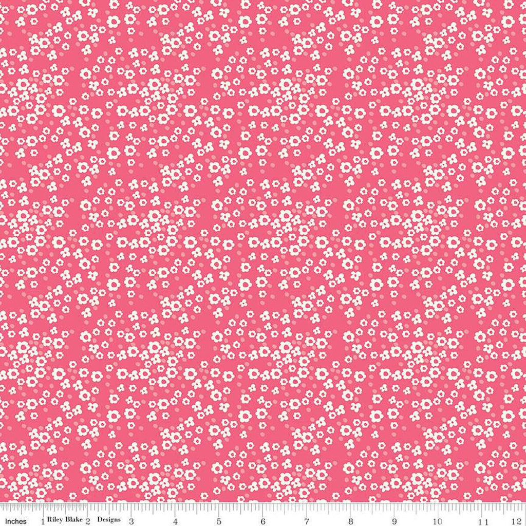 Adel in Summer Daisy C13393 Berry - Riley Blake Designs - Floral Flowers Daisies Dots - Quilting Cotton Fabric