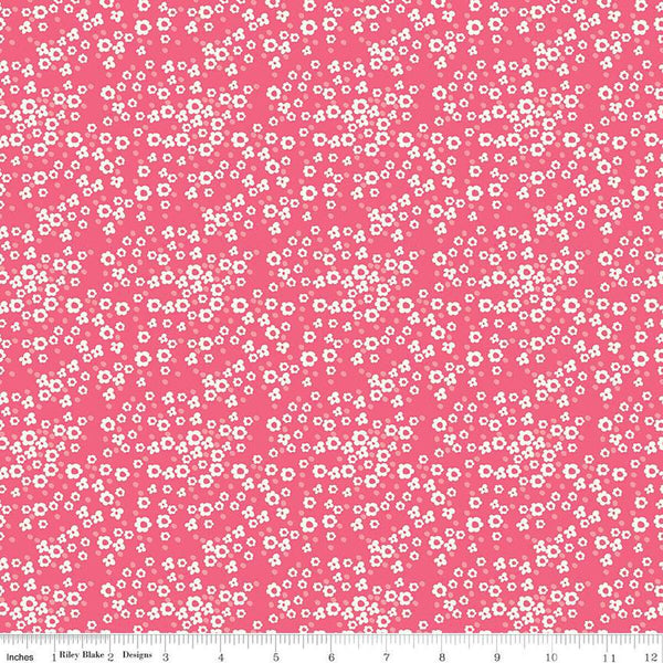 12" End of Bolt Piece - Adel in Summer Daisy C13393 Berry - Riley Blake Designs - Floral Flowers Daisies Dots - Quilting Cotton Fabric