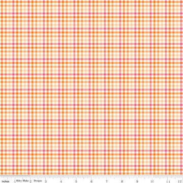 Adel in Summer Plaid C13394 Orange - Riley Blake Designs - 1/8" Check Checks - Quilting Cotton Fabric
