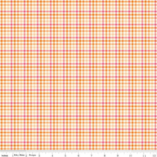 Adel in Summer Plaid C13394 Orange - Riley Blake Designs - 1/8" Check Checks - Quilting Cotton Fabric