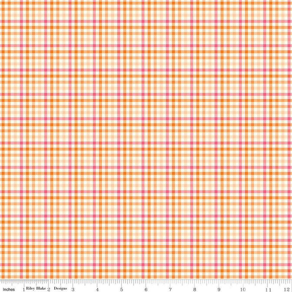 SALE Adel in Summer Plaid C13394 Orange - Riley Blake Designs - 1/8" Check Checks - Quilting Cotton Fabric