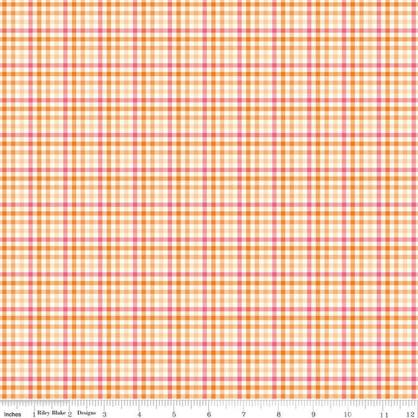 Adel in Summer Plaid C13394 Orange - Riley Blake Designs - 1/8" Check Checks - Quilting Cotton Fabric