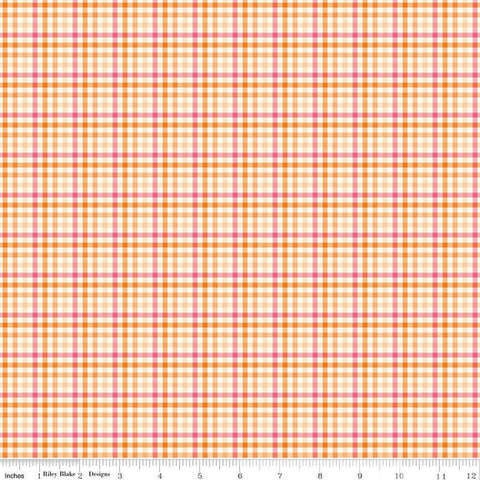 Adel in Summer Plaid C13394 Orange - Riley Blake Designs - 1/8" Check Checks - Quilting Cotton Fabric