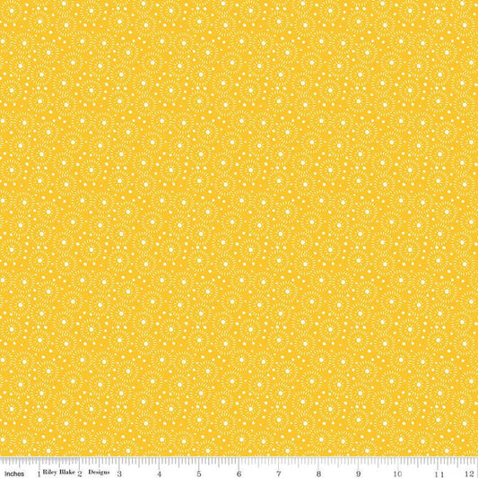 10" End of Bolt - Adel in Summer Seeds C13395 Yellow - Riley Blake Designs - Dots Concentric Circles - Quilting Cotton Fabric