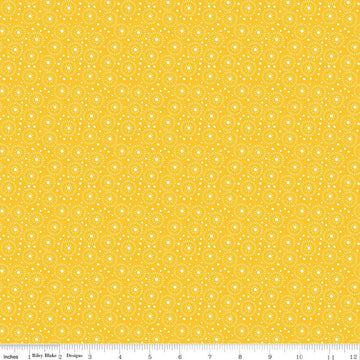 10" End of Bolt - Adel in Summer Seeds C13395 Yellow - Riley Blake Designs - Dots Concentric Circles - Quilting Cotton Fabric