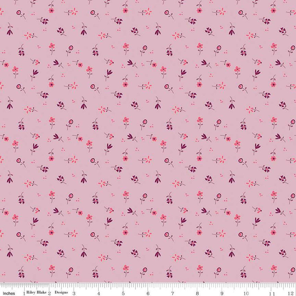 SALE Adel in Summer Flower Toss C13396 Heather - Riley Blake Designs - Floral Flowers - Quilting Cotton Fabric