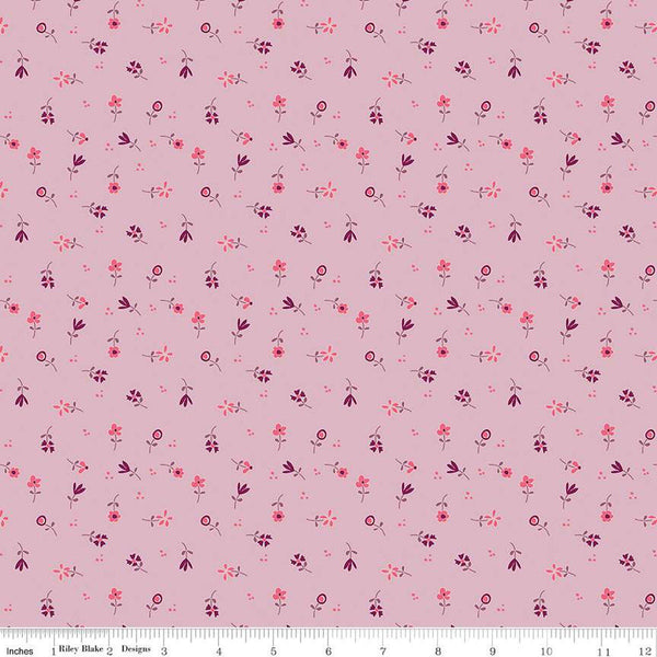 Fat Quarter End of Bolt - SALE Adel in Summer Flower Toss C13396 Heather - Riley Blake Designs - Floral Flowers - Quilting Cotton Fabric