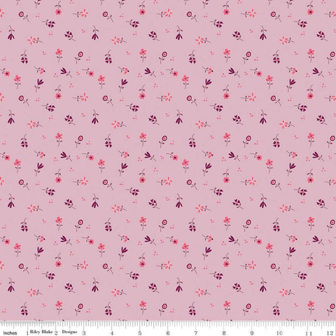 Fat Quarter End of Bolt - SALE Adel in Summer Flower Toss C13396 Heather - Riley Blake Designs - Floral Flowers - Quilting Cotton Fabric