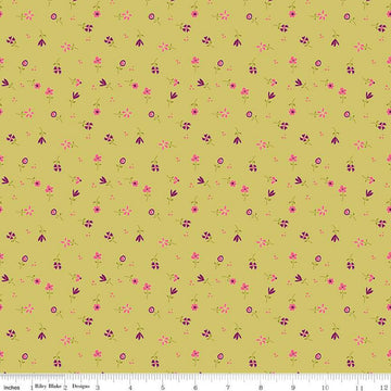 SALE Adel in Summer Flower Toss C13396 Pear - Riley Blake Designs - Floral Flowers - Quilting Cotton Fabric