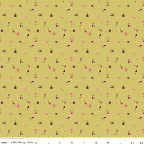 Adel in Summer Flower Toss C13396 Pear - Riley Blake Designs - Floral Flowers - Quilting Cotton Fabric