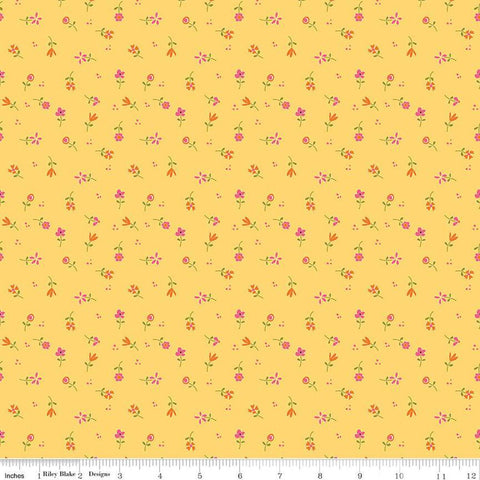 Adel in Summer Flower Toss C13396 Sunshine - Riley Blake Designs - Floral Flowers - Quilting Cotton Fabric