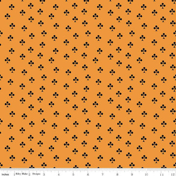 19" End of Bolt - SALE Queen of We'en Clubs C13172 Orange - Riley Blake Designs - Halloween - J. Wecker Frisch - Quilting Cotton Fabric