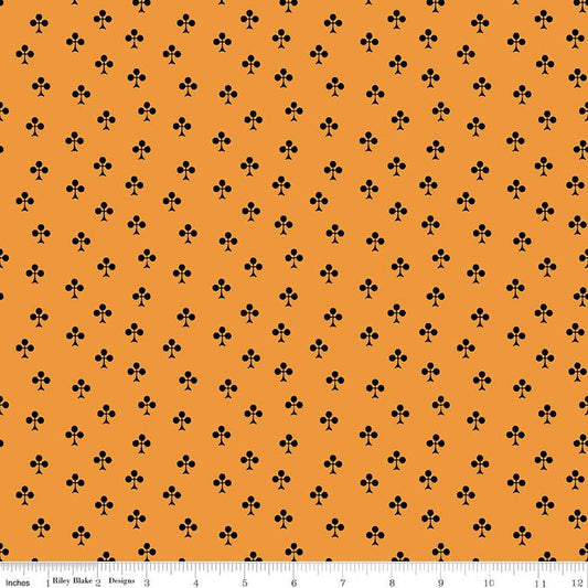 19" End of Bolt - SALE Queen of We'en Clubs C13172 Orange - Riley Blake Designs - Halloween - J. Wecker Frisch - Quilting Cotton Fabric