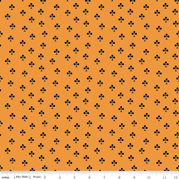 Queen of We'en Clubs C13172 Orange - Riley Blake Designs - Halloween - J. Wecker Frisch - Quilting Cotton Fabric