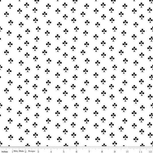 DEAL Queen of We'en Clubs C13172 White - Riley Blake Designs - Halloween - J. Wecker Frisch - Quilting Cotton Fabric