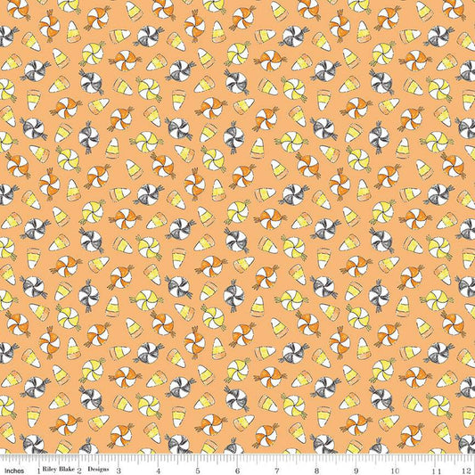 DEAL Fright Delight Candy C13232 Orange - Riley Blake Designs - Halloween Candy Corn Pinwheel Hard Candy - Quilting Cotton Fabric