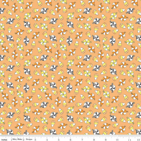 Fright Delight Candy C13232 Orange - Riley Blake Designs - Halloween Candy Corn Pinwheel Hard Candy - Quilting Cotton Fabric