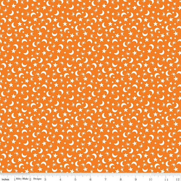 DEAL Fright Delight Moons & Stars C13233 Orange - Riley Blake Designs - Halloween - Quilting Cotton Fabric