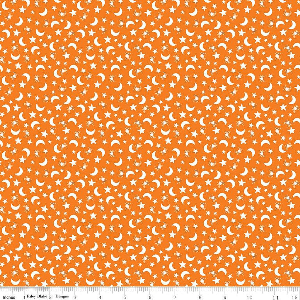 Fright Delight Moons and Stars C13233 Orange - Riley Blake Designs - Halloween - Quilting Cotton Fabric
