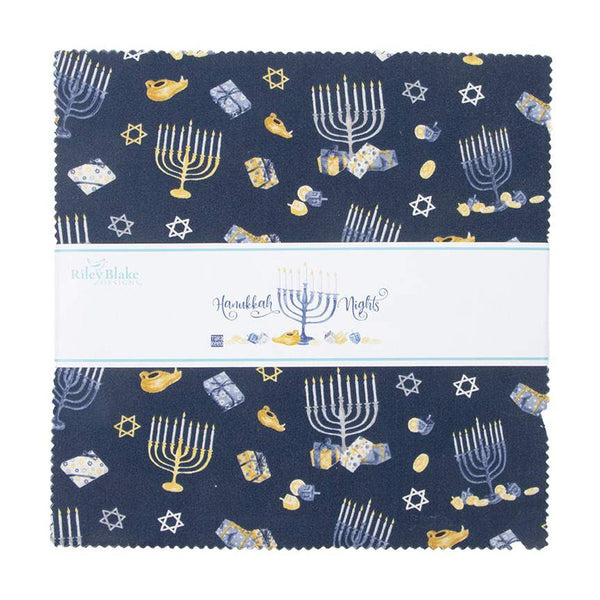 SALE 8 Nights, 8 Lights Layer Cake 10" Stacker Bundle - Riley Blake Designs - 42 piece Precut Pre cut - Hanukkah - Quilting Cotton Fabric