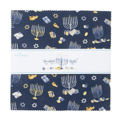 SALE 8 Nights, 8 Lights Layer Cake 10" Stacker Bundle - Riley Blake Designs - 42 piece Precut Pre cut - Hanukkah - Quilting Cotton Fabric