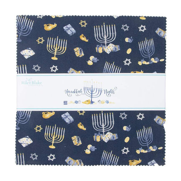 SALE 8 Nights, 8 Lights Layer Cake 10" Stacker Bundle - Riley Blake Designs - 42 piece Precut Pre cut - Hanukkah - Quilting Cotton Fabric