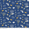 Hanukkah Nights Main C13430 Blue - Riley Blake Designs - Menorahs Gifts Stars of David Dreidels - Quilting Cotton Fabric