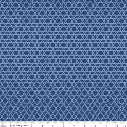 SALE Hanukkah Nights Star of David C13432 Blue - Riley Blake Designs - Quilting Cotton Fabric