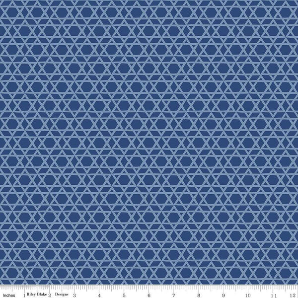 Hanukkah Nights Star of David C13432 Blue - Riley Blake Designs - Quilting Cotton Fabric