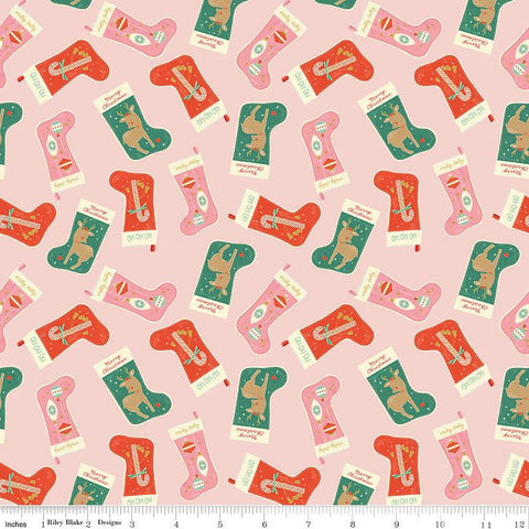 Holiday Cheer Stockings C13611 Pink - Riley Blake Designs - Christmas - Quilting Cotton Fabric