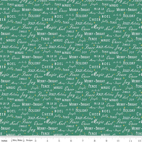 SALE Holiday Cheer Text C13613 Green - Riley Blake Designs - Christmas - Quilting Cotton Fabric