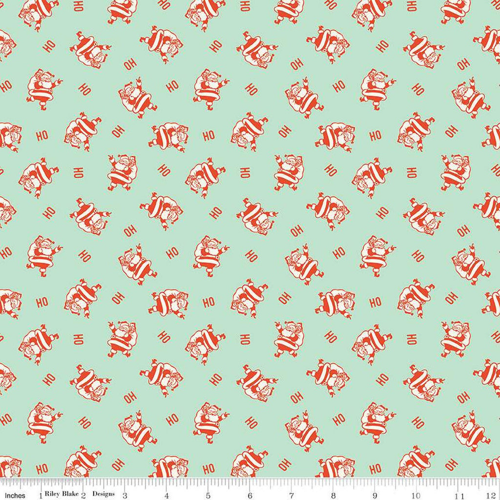 12" End of Bolt - CLEARANCE Holiday Cheer Ho Ho Santas C13615 Mint - Riley Blake Designs - Christmas - Quilting Cotton Fabric