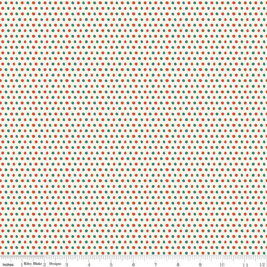 DEAL Holiday Cheer Dots C13616 Cream - Riley Blake Designs - Christmas Irregular Polka Dots Dot Dotted - Quilting Cotton Fabric