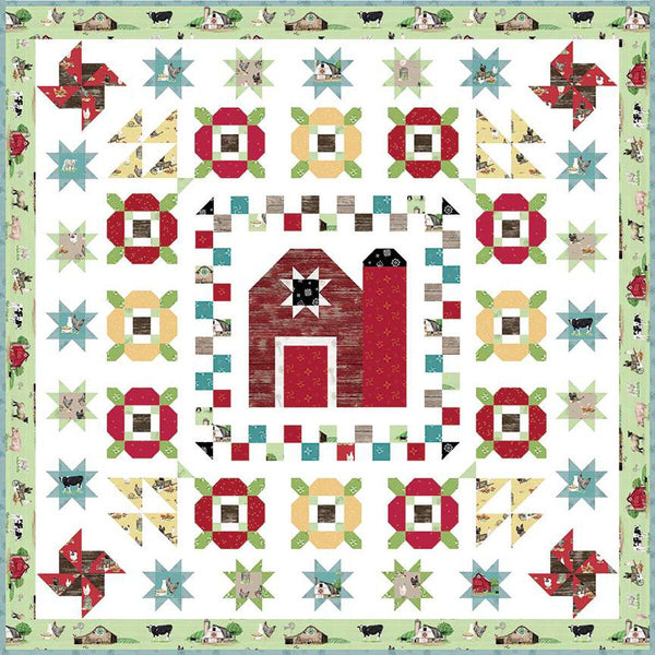 SALE Meadowland Quilt PATTERN P138 by Beverly McCullough - Riley Blake Design - INSTRUCTIONS Only - Pieced Barn Flowers Stars Pinwheels